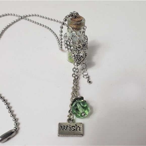 ARTISAN Wish Glass Bottle Glitter Upcycled Necklace - Picture 5 of 9